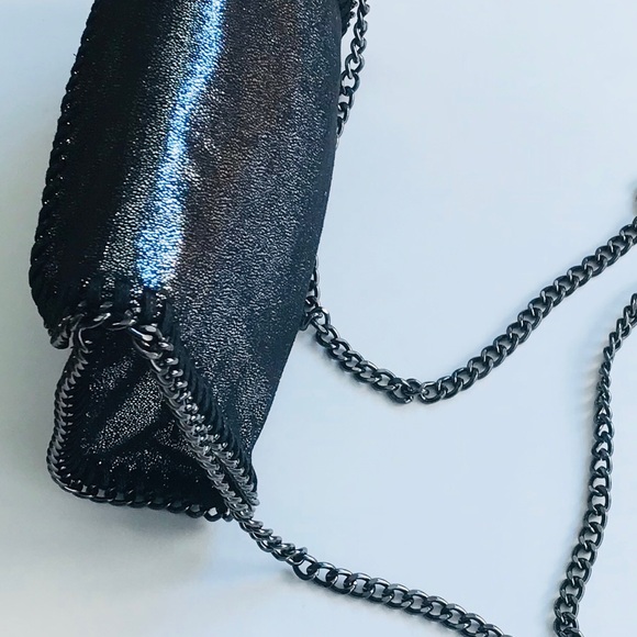 PETA-Approved Vegan Charcoal Chained Evening Bag (Last One) - Picture 2 of 8